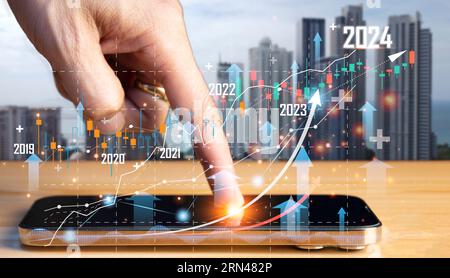 Planification et stratégies pour l'avancement ou le succès des affaires boursières, succès en 2024. Banque D'Images