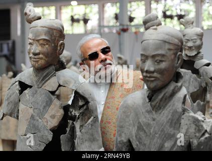 (150514) -- XI AN, le 14 mai 2015 -- le Premier ministre indien Narendra Modi visite le musée du site du mausolée de l'empereur Qinshihuang à Xi an, capitale de la province du Shaanxi du nord-ouest de la Chine, le 14 mai 2015. Modi est arrivé ici jeudi pour une visite officielle en Chine. ) (Zwx) (FOCUS)CHINA-XI AN-INDIAN PM-MODI-VISITING (CN) DingxHaitao PUBLICATIONxNOTxINxCHN 150514 Xi à mai 14 2015 les premiers ministres indiens Narendra modes visitent l'Empereur Qinshihuang S Mausolée site Museum à Xi capitale du nord-ouest de la Chine S Shaanxi province Mai 14 2015 modes sont arrivés ici jeudi pour la visite officielle en Chine zwx FOC Banque D'Images