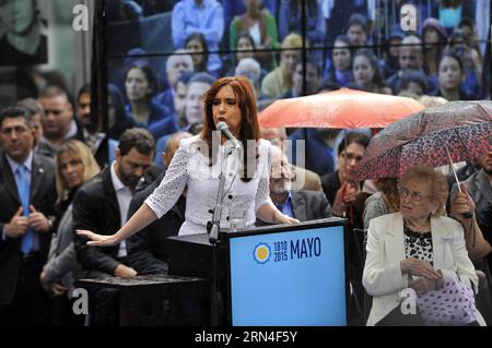 (150519) -- BUENOS AIRES, le 19 mai 2015 -- la présidente Argentine Cristina Fernandez de Kirchner prononce un discours lors de la cérémonie d'ouverture du site mémoire à l'endroit où le Casino officiel travaillait dans la propriété de l'ancienne école de mécanique de l'armée (ESMA, pour son acronyme en espagnol) à Buenos Aires, Argentine, le 19 mai 2015. L’ancienne ESMA était l’un des centres de détention clandestins les plus symboliques pendant la dictature civilo-militaire, selon la presse locale. Carlos Brigo/) (rtg) ARGENTINA-BUENOS AIRES-POLITICS-FERNANDEZ TELAM PUBLICATIONxNOTxINxCHN 150519 Buenos Air Banque D'Images