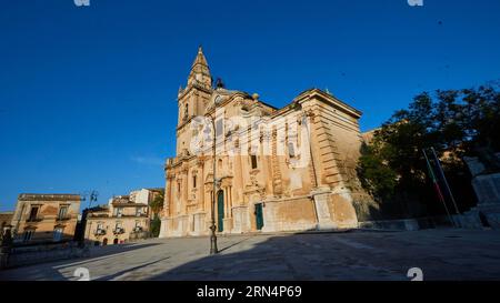 Cattedrale di San Giovanni Battista, cathédrale, bâtiment entier, parvis, Ragusa Ibla, ville baroque, angle baroque, sud-est de la Sicile, Sicile, Italie, Banque D'Images