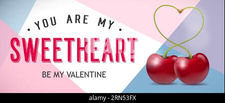 My Sweetheart Lettering with Cherry Illustration de Vecteur