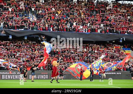 Prague, République tchèque. 31 août 2023. Les fans de Sparta profitent de l'atmosphère avant le match de second Leg Match de l'UEFA Europa League Play Off entre Sparta Praha et Dinamo Zagreb au Letna Stadium le 31 août 2023 à Prague, en République tchèque. Photo : Marko Lukunic/PIXSELL crédit : Pixsell/Alamy Live News Banque D'Images
