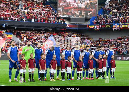 Prague, République tchèque. 31 août 2023. Les joueurs du Dinamo Zagreb s'alignent avant le match du second Leg Off de l'UEFA Europa League entre le Sparta Praha et le Dinamo Zagreb au Letna Stadium le 31 août 2023 à Prague, en République tchèque. Photo : Marko Lukunic/PIXSELL crédit : Pixsell/Alamy Live News Banque D'Images