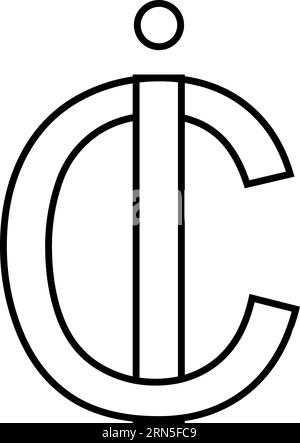 Logo signe ic, ci icône signe lettres entrelacées c i Illustration de Vecteur