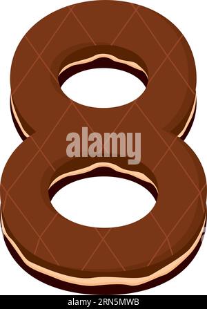 Vecteur de typographie de bonbons de cookie coloré isolé numéro 8 Illustration de Vecteur
