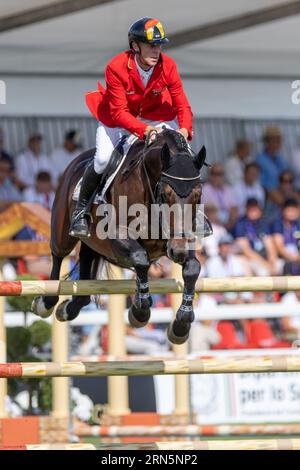 Milan, Italie. 31 août 2023. EHNING Marcus d'Allemagne monte Stargold lors du Championnat d'Europe de saut d'obstacles FEI 2023, événement équestre le 30 août 2023 à l'hippodrome Snai San Siro à Milan, Italie lors du Championnat d'Europe de saut d'obstacles 2023, course équestre internationale à Milan, Italie, août 31 2023 crédit : Agence photo indépendante / Alamy Live News Banque D'Images