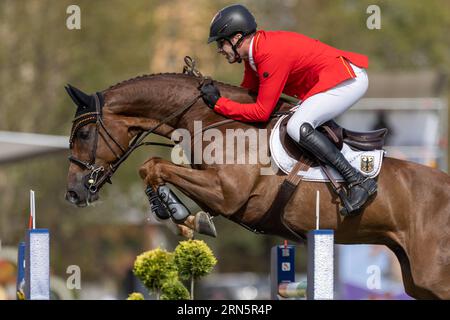 Milan, Italie. 31 août 2023. WEISHAUPT Philipp de l'Allemagne chevauchant Zineday pendant le Championnat d'Europe de saut d'obstacles FEI 2023, événement équestre le 30 août 2023 à l'hippodrome Snai San Siro à Milan, Italie pendant le Championnat d'Europe de saut d'obstacles 2023, course équestre internationale à Milan, Italie, août 31 2023 crédit : Agence photo indépendante / Alamy Live News Banque D'Images