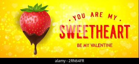 Soyez My Valentine Lettering avec Strawberry Illustration de Vecteur