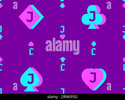 Modèle sans couture avec des costumes de carte Jack : diamants, coeurs, clubs, pique. Symboles de costumes de cartes dans le style 3D. Conception pour l'impression, la typographie et les bannières. V Illustration de Vecteur