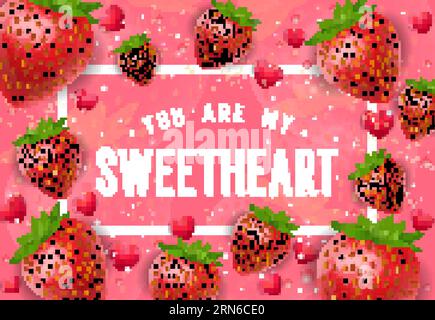 My Sweetheart Lettering avec des fraises Illustration de Vecteur
