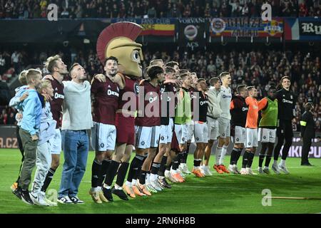 Prague, République tchèque. 31 août 2023. Les joueurs du Sparta Praha célèbrent la victoire lors du match de second Leg de l'UEFA Europa League Play Off contre le Sparta Praha et le Dinamo Zagreb au Letna Stadium le 31 août 2023 à Prague, en République tchèque. Photo : Marko Lukunic/PIXSELL crédit : Pixsell/Alamy Live News Banque D'Images