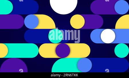 Motif abstrait de formes géométriques colorées sur fond bleu foncé. Fond moderne abstrait haute résolution plein cadre. Banque D'Images