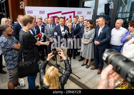 Gdansk, Pologne. 31 août 2023. Le maire de Varsovie Rafal Trzaskowski vu lors de la réunion du mouvement gouvernemental local "Oui pour la Pologne" au Centre européen de solidarité à Gdansk. Crédit : SOPA Images Limited/Alamy Live News Banque D'Images