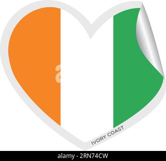 Forme de coeur isolé avec le drapeau de la Côte d'Ivoire Vector Illustration de Vecteur