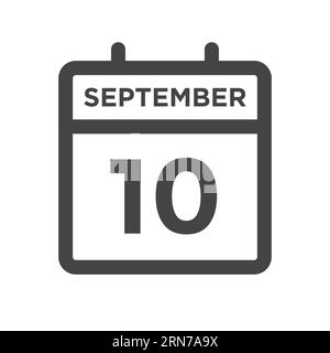 10 septembre jour civil ou Date de calendrier pour la date limite et le rendez-vous Illustration de Vecteur