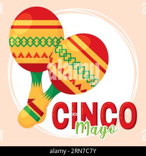 Paire de maracas traditionnels Cinco de mayo Vector Illustration de Vecteur