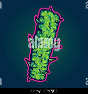 Bold cannabis Monogram letter I illustrations vectorielles réalistes de lettre de bourgeon pour votre logo de travail, t-shirt de marchandises, autocollants et dessins d'étiquettes, affiche. Illustration de Vecteur