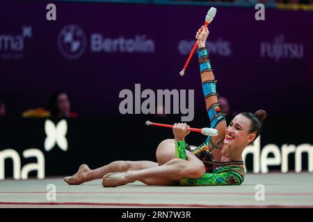 Valencia, Espagne. 24 août 2023. Darja Varfolomeev (GER) lors des 40e Championnats du monde FIG DE gymnastique rythmique Valence 2023 à Feria de Valencia, Valence. (Photo de Fabrizio Carabelli/SOPA Images/Sipa USA) crédit : SIPA USA/Alamy Live News Banque D'Images