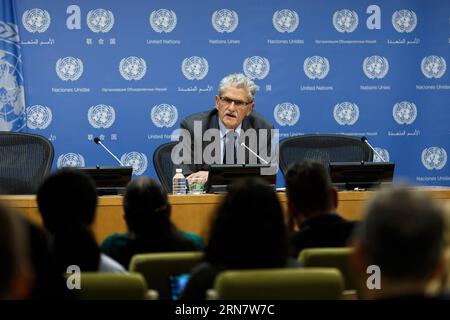 (150921) -- NEW YORK, 21 septembre 2015 -- Mogens Lykketoft, président de la 70e session de l'Assemblée générale des Nations Unies, informe les journalistes au siège de l'ONU à New York, le 21 septembre 2015.) Un-NEW YORK-MOGENS LYKKETOFT-PRESS CONFERENCE LixMuzi PUBLICATIONxNOTxINxCHN New York sept 21 2015 Mogens Lykkketoft Président de la 70e session de l'Assemblée générale des Nations Unies Brief journalistes AU siège de l'ONU à New York sept 21 2015 un New York Mogens Lyketoft Conférence de presse LiXMuzi PUBLICATIONxNOTxINxCHN Banque D'Images