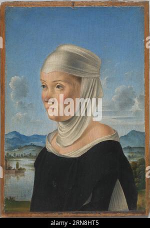 Portrait d'une femme, peut-être une nonne de San Secondo ; (verso) scène en grisaille entre 1485 et 1495 par Jacometto Veneziano Banque D'Images