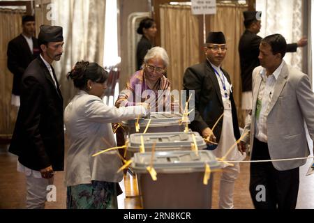 (151028) -- KATHMANDU, Oct. 28, 2015 -- Parliament members cast their votes at the Parliament in Kathmandu, Nepal, Oct. 28, 2015. Nepal s first presidential election after the promulgation of new constitution began on Wednesday morning. ) NEPAL-KATHMANDU-VOTE-PRESIDENT PratapxThapa PUBLICATIONxNOTxINxCHN   Kathmandu OCT 28 2015 Parliament Members Cast their Votes AT The Parliament in Kathmandu Nepal OCT 28 2015 Nepal S First Presidential ELECTION After The promulgation of New Constitution began ON Wednesday Morning Nepal Kathmandu VOTE President PratapxThapa PUBLICATIONxNOTxINxCHN Stock Photo