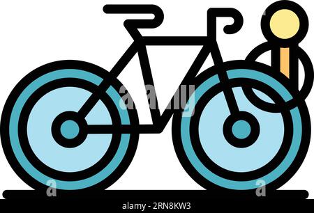 Bicycle wired parking icon outline vector. Park area. Station stand color flat Stock Vector