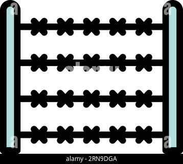 Vecteur de contour d'icône de bordure. Guerre des réfugiés. Appartement couleur chercheur de famille Illustration de Vecteur
