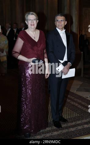 (151211) -- STOCKHOLM, Dec. 11, 2015 -- Nobel Prize in Chemistry 2015 laureate Aziz Sancar (R) attends the royal banquet for Nobel laureates at Royal Palace in Stockholm, Sweden, Dec. 11, 2015. ) SWEDEN-STOCKHOLM-NOBEL-PRIZE-ROYAL-BANQUET YexPingfan PUBLICATIONxNOTxINxCHN   151211 Stockholm DEC 11 2015 Nobel Prize in Chemistry 2015 Laureate Aziz Sancar r Attends The Royal Banquet for Nobel Laureates AT Royal Palace in Stockholm Sweden DEC 11 2015 Sweden Stockholm Nobel Prize Royal Banquet YexPingfan PUBLICATIONxNOTxINxCHN Stock Photo