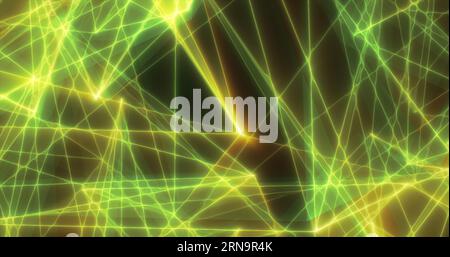 Abstrait vert lignes d'énergie triangles magique lumineux brillant futuriste hi-tech fond. Banque D'Images