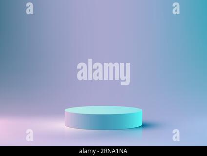 3D realistic empty blue podium stand on blue background is perfect for product display, mockup, or showroom. It is a minimalist and modern design that Stock Vector