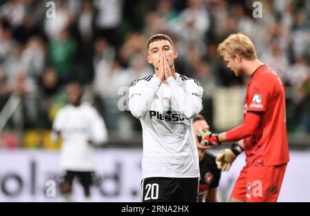 Warsaw, Poland. 31st Aug, 2023. Ernest Muci during match between Legia Warszawa and FC Midtjylland, Thursday 31 August 2023 in Warsaw, the return leg of the play-off for the UEFA Europa Conference League competition. (Photo by Norbert Barczyk/PressFocus/Sipa USA) Credit: Sipa USA/Alamy Live News Banque D'Images