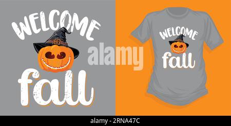 Bienvenue conception de t-shirt typographie automne, t-shirt Halloween, épice citrouille, t-shirt vecteur Illustration de Vecteur