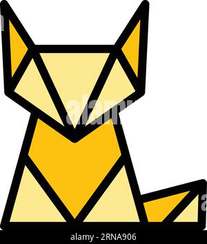 Vecteur de contour d'icône de renard origami. Animal géométrique. Polygone art color plat Illustration de Vecteur