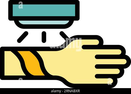 Vecteur de contour d'icône de traitement de la peau pour les mains. Santé clinique. Soin couleur atopique plat Illustration de Vecteur