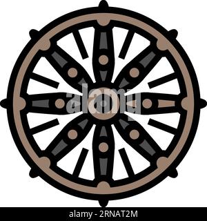 dharma wheel dharmachakra color icon vector illustration Stock Vector