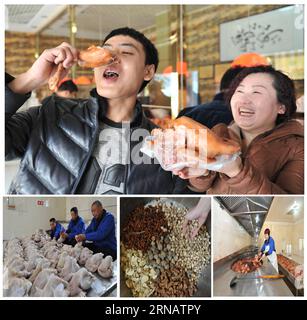 (160207) -- SHIJIAZHUANG, 7 février 2016 -- une photo combinée prise le 4 février 2016 montre un plat de poulet cuit au pot de la famille Liu à Shijiazhuang, dans la province du Hebei du nord de la Chine. Divers plats traditionnels chinois sont préparés dans tout le pays pour célébrer l'année du singe qui tombe le 8 février 2016.) (mp) CHINE-NOUVEL AN-NOURRITURE DongxYongbo PUBLICATIONxNOTxINxCHN Shijiazhuang février 7 2016 photo combinée prise LE 4 2016 février montre un plat de poulet cuit en pot de la famille Liu à Shijiazhuang du nord de la Chine S province du Hebei divers plats traditionnels chinois sont faits dans tout le pays à Celebr Banque D'Images
