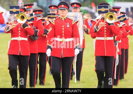 Weedon Park, Aylesbury, Buckinghamshire. ROYAUME-UNI. 31 août 2023 The British Army Band - Tidworth divertissez les foules au 154th Bucks County show Picture Credit : Tim Scrivener/Alamy Live News Banque D'Images