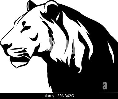 tête de lionne en illustration vectorielle minimaliste noir et blanc Illustration de Vecteur