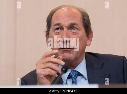 Nestle Bilanzpressekonferenz (160218) -- VEVEY, Feb. 18, 2016 -- CEO of Nestle Paul Bulcke speaks during a press conference held at the company s headquarters in Vevey, Switzerland, on Feb. 18, 2016. Paul Bulcke, CEO of the Swiss food and beverage giant Nestle, said on Thursday that China has been and remains its important growth driver. Nestle announced on Thursday a full-year organic growth of 4.2 percent in 2015, falling short of its long-term target of 5-6 percent growth. Its performance in the Asian market was seriously impacted by the Maggi noodles issue in India. However, the annual rep Stock Photo