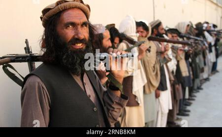 (160224) -- NANGARHAR, Feb. 24, 2016 -- Taliban fighters attend a surrender ceremony in Nangarhar province, eastern Afghanistan, Feb. 24, 2016. About 24 Taliban fighters gave up fighting and joined the government-initiated peace process in Afghanistan s Nangarhar province Wednesday, the spokesman of the provincial government said.) (azp) AFGHANISTAN-NANGARHAR-MILITANTS SURRENDER CEREMONY RahmanxSafi PUBLICATIONxNOTxINxCHN   Nangarhar Feb 24 2016 Taliban Fighters attend a Surrender Ceremony in Nangarhar Province Eastern Afghanistan Feb 24 2016 About 24 Taliban Fighters Gave up Fighting and Join Stock Photo