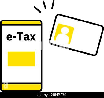 Final tax return procedure with the smartphone, read my number card with the smartphone for online filing, Vector Illustration Stock Vector