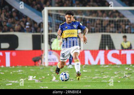 Buenos Aires, Argentina. 29th Aug, 2023. Cristian Medina of Boca Juniors during the La Liga match between Racing Club and Boca Juniors played at Presidente Peron Stadium on August 29 in Buenos Aires, Argentina. (Photo by Santiago Joel Abdala/PRESSINPHOTO) Credit: PRESSINPHOTO SPORTS AGENCY/Alamy Live News Banque D'Images