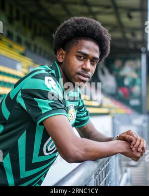Sittard, pays-Bas. 01 septembre 2023. SITTARD, PAYS-BAS - AOÛT 30 : Iman Griffith de Fortuna Sittard lors de la présentation d'Iman Griffith au Fortuna Sittard Stadion le 30 août 2023 à Sittard, pays-Bas. (Photo d'Orange Pictures) crédit : Orange pics BV/Alamy Live News Banque D'Images