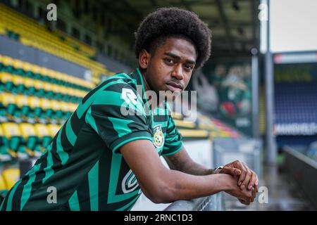 Sittard, pays-Bas. 01 septembre 2023. SITTARD, PAYS-BAS - AOÛT 30 : Iman Griffith de Fortuna Sittard lors de la présentation d'Iman Griffith au Fortuna Sittard Stadion le 30 août 2023 à Sittard, pays-Bas. (Photo d'Orange Pictures) crédit : Orange pics BV/Alamy Live News Banque D'Images