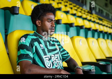 Sittard, pays-Bas. 01 septembre 2023. SITTARD, PAYS-BAS - AOÛT 30 : Iman Griffith de Fortuna Sittard lors de la présentation d'Iman Griffith au Fortuna Sittard Stadion le 30 août 2023 à Sittard, pays-Bas. (Photo d'Orange Pictures) crédit : Orange pics BV/Alamy Live News Banque D'Images