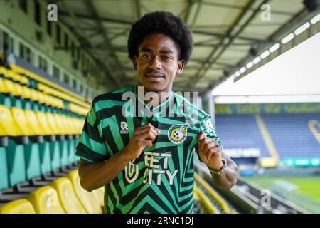 Sittard, pays-Bas. 01 septembre 2023. SITTARD, PAYS-BAS - AOÛT 30 : Iman Griffith de Fortuna Sittard lors de la présentation d'Iman Griffith au Fortuna Sittard Stadion le 30 août 2023 à Sittard, pays-Bas. (Photo d'Orange Pictures) crédit : Orange pics BV/Alamy Live News Banque D'Images