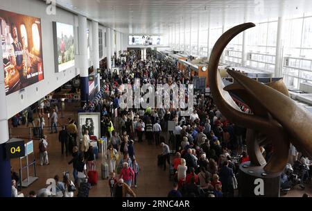 File photo taken on May 27, 2015 shows the departure hall of Brussels Internatinal Airport in Brussels, Belgium. Explosions were heard at Zaventem Airport in Brussels shortly before 8 a.m. March 22, 2016 local time, where several people were injured, Belgium s RTBF quoted witnesses as reporting. ) BELGIUM-BRUSSELS-EXPLOSIONS YexPingfan PUBLICATIONxNOTxINxCHN   File Photo Taken ON May 27 2015 Shows The Departure Hall of Brussels Internatinal Airport in Brussels Belgium Explosions Were Heard AT Zaventem Airport in Brussels shortly Before 8 a M March 22 2016 Local Time Where several Celebrities W Stock Photo