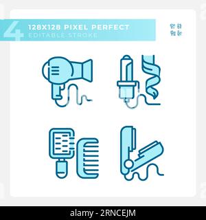 Jeu d'icônes de soins capillaires pixel Perfect modifiables en 2D. Illustration de Vecteur