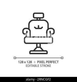 Editable salon chair thin linear black icon Stock Vector