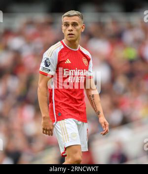 Londres, Royaume-Uni. 12 août 2023 - Arsenal v Nottingham Forest - Premier League - Emirates Stadium. Leandro Trossard d'Arsenal lors du match de Premier League aux Emirates. Crédit photo : Mark pain / Alamy Live News Banque D'Images